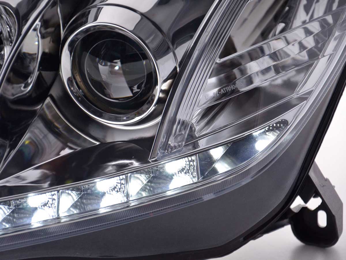 Scheinwerfer Set Daylight LED Tagfahrlicht Opel Astra H 2004-2009 chrom Scheinwerfer Set Daylight LED Tagfahrlicht Opel Astra H 2004-2009 chrom